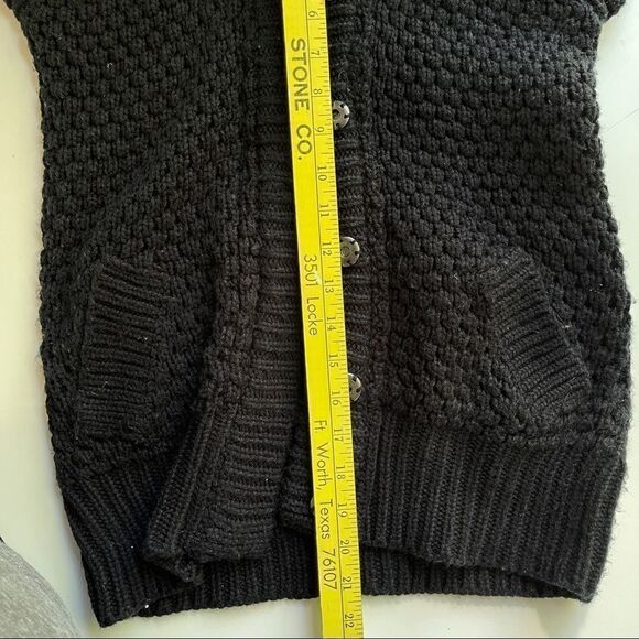 Zara Knitwear Chunky Knit Hoodie Snap Front Vest - Black - Picture 5 of 7